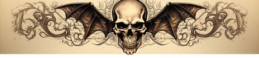Bat tattoo in skull motifs style