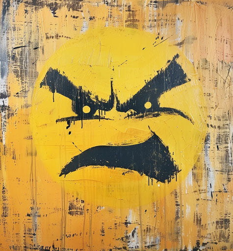 Yellow angry emoticon face, sopheap pich style