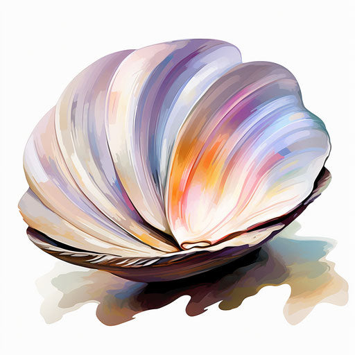Clam illustration in the style of Impressionistic Art