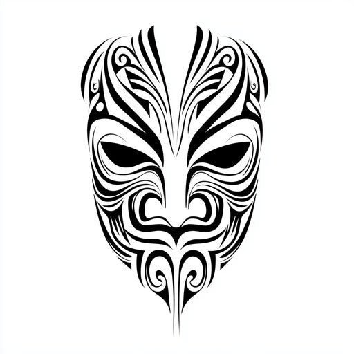 Beautiful flat clipart style Maori face tattoo