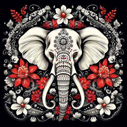 Elephant patterns in intricate dotwork style