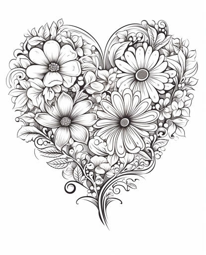 A heart of flowers in the shape of a heart