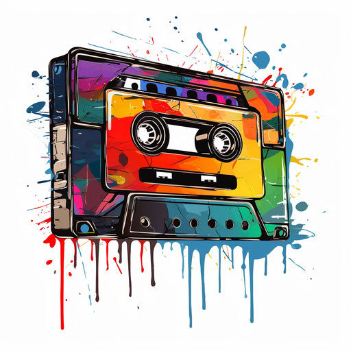 Cassette tape clipart in Oil painting style
