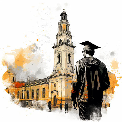 University clipart in the style of Chiaroscuro Art, on white background