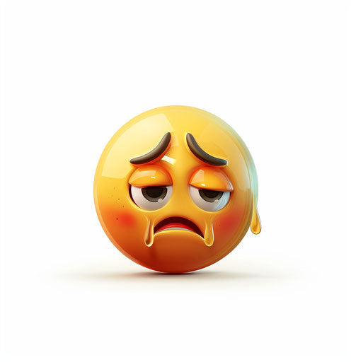 Clipart style image of crying emoji on white background high resolution