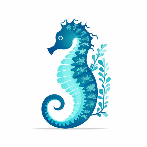 Minimalist style seahorse clipart, on white background