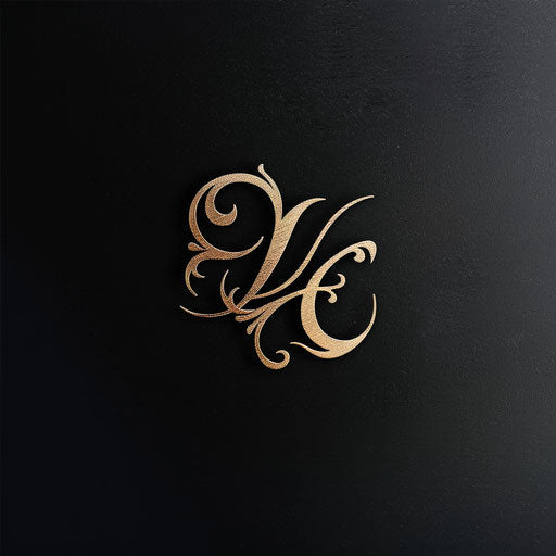 Elegant logo design with gold monogram on black background
