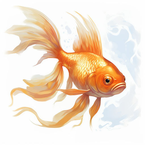 Goldfish clipart in the style of Oil painting, on a white background
