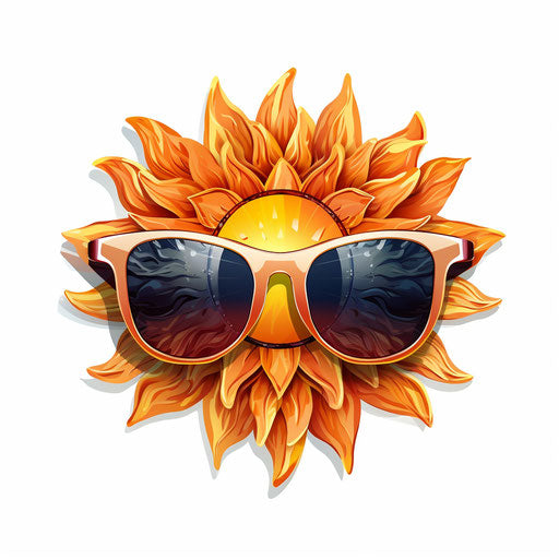 Sun with sunglasses in the style of Chiaroscuro Art