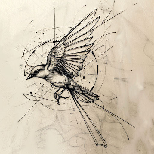 Stylized bird in flight, one unbroken line