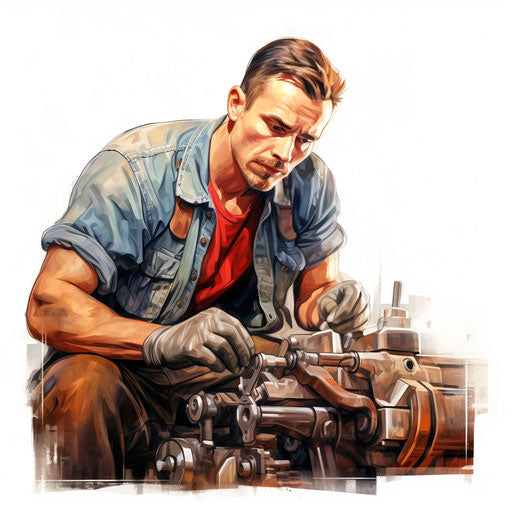 Mechanic clipart in the style of oil painting