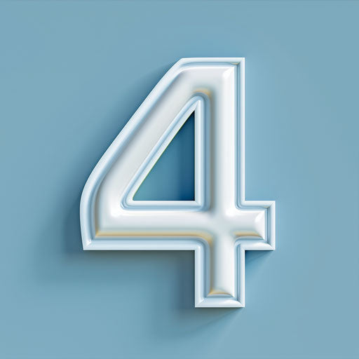 Number 4 clipart in photo realistic style with blue background