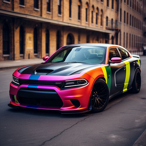 Dodge Charger Hellcat Rainbow Colors