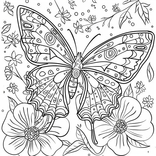 Cute butterfly in cartoon style, coloring book page