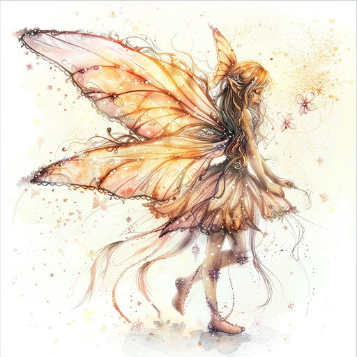 Enchanting, sparkling cartoon fairy with delicate wings