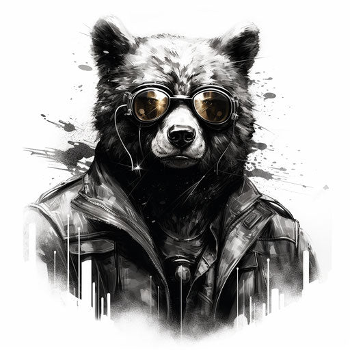 Bear creates tattoos black white portrait free art
