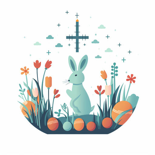 Religious Easter clipart in Minimalist style, on white background