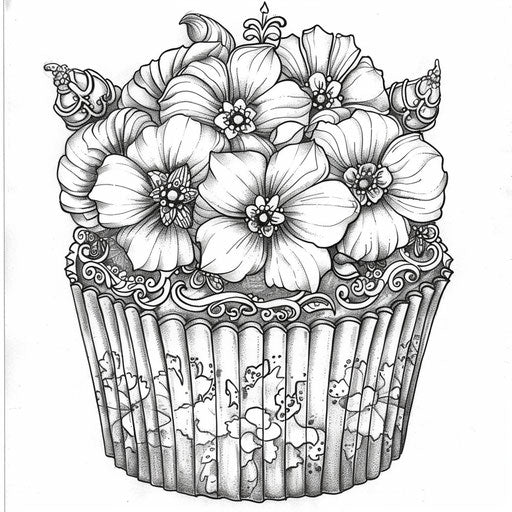 Ornate cupcake with detailed Victorian designs