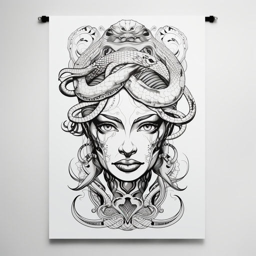 Woman with a Snake Head Portrait
