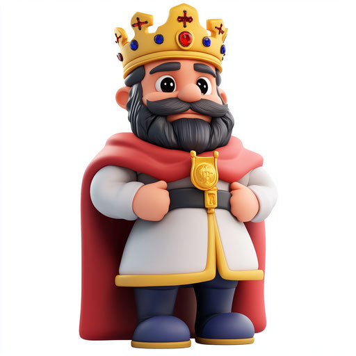 3D king on realistic white background, isolated clipart