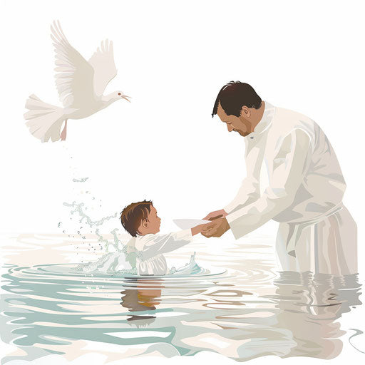 Realistic baptism clipart on flat white background