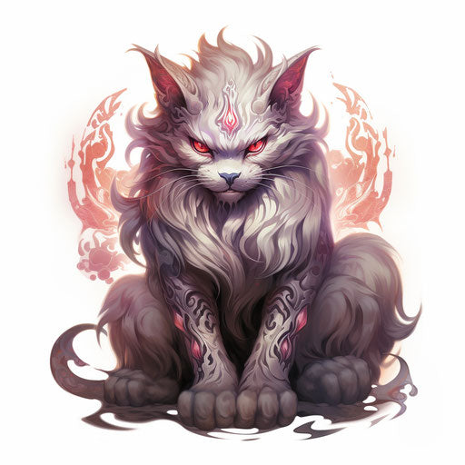 Gray cat sitting on lap, airbrush art style