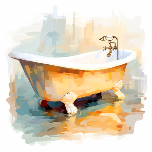 Bath clipart in the style of Impressionistic Art, on a white background