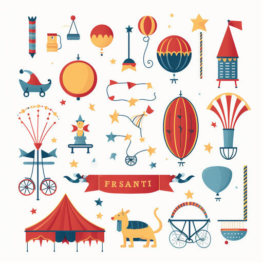 Circus clip art in the minimalist style, on white background