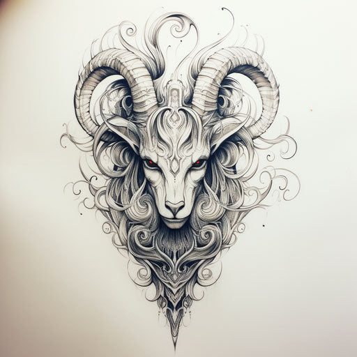 Capricorn tattoo on white paper