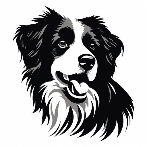 Black and white dog silhouette, George Lucas style