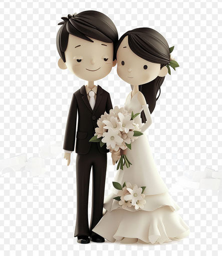Exaggerated innocence, wedding couple clipart png, rinpa style, 13:15