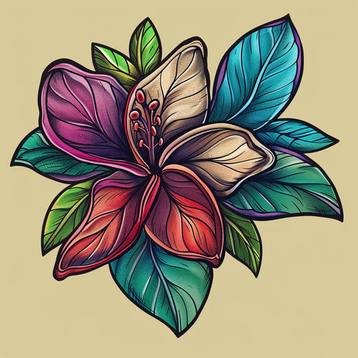 Sophisticated flat tattoo sketch of a Hawaiian jasmine flower