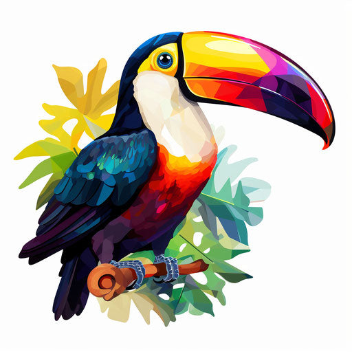 Toucan clipart in the style of Chiaroscuro Art, on white background