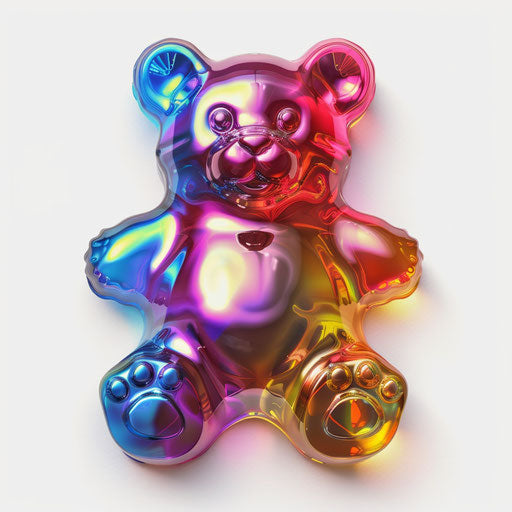 Realistic gummy bear art on flat white background