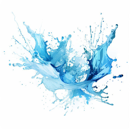 Water splash clipart in Impressionistic Art style, on white background