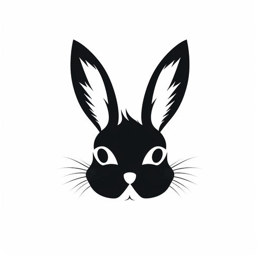 Minimalist bunny face clipart on white background