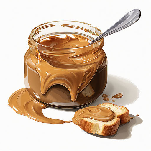 Peanut butter illustration in the style of Chiaroscuro Art, on white background