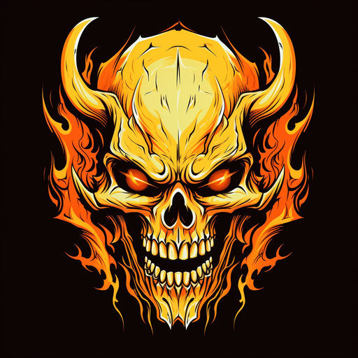 Flaming devil skull tattoo design