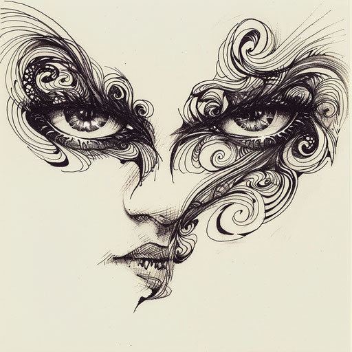 Tattoo sketch of vampire eyes with hypnotic patterns