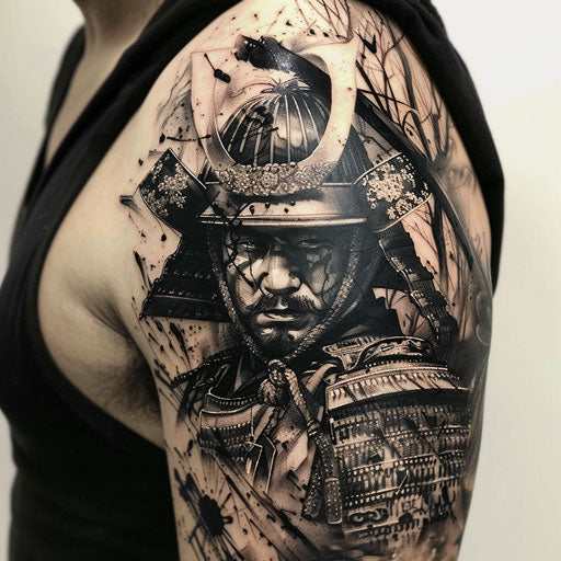 Realism tattoos, samurai warrior on upper arm