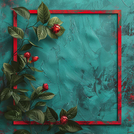 Realistic red border on flat teal background