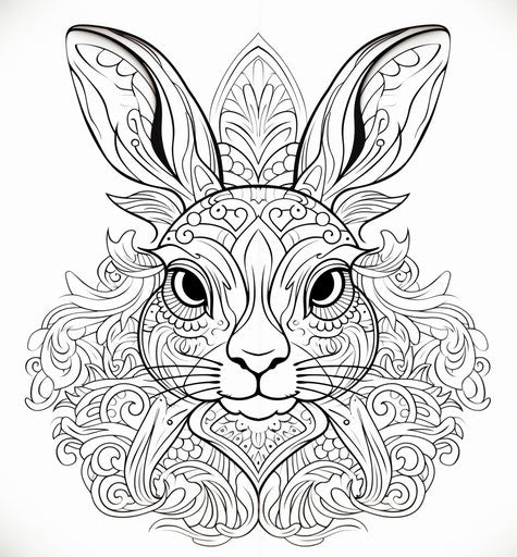 Bunny with pattern for coloring, realistic detailing