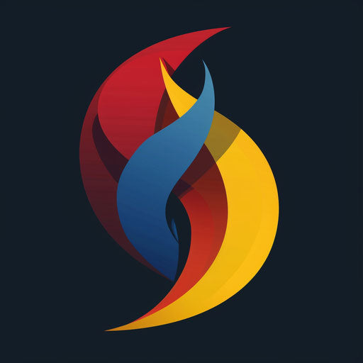 Dynamic shapes and bright colors company logo