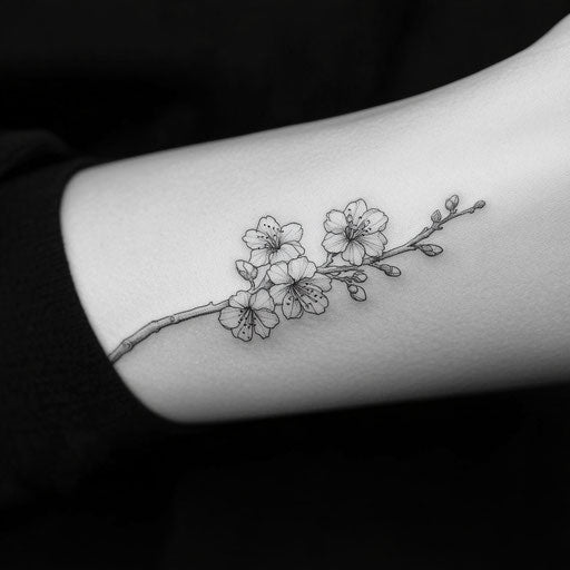 Simple flower tattoos with a delicate cherry blossom branch