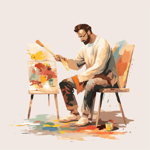 Minimalist style artist clipart, on white background