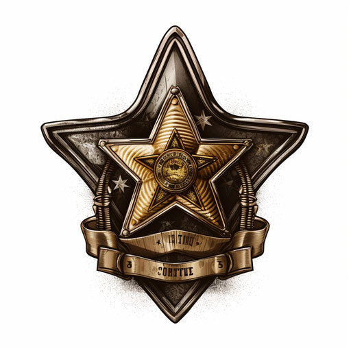 Sheriff badge in chiaroscuro style on white background