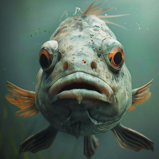 A fish with human-like expressions, conveying emotions