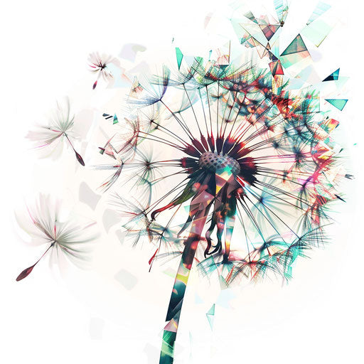 Inspired dandelion glitch art tattoo