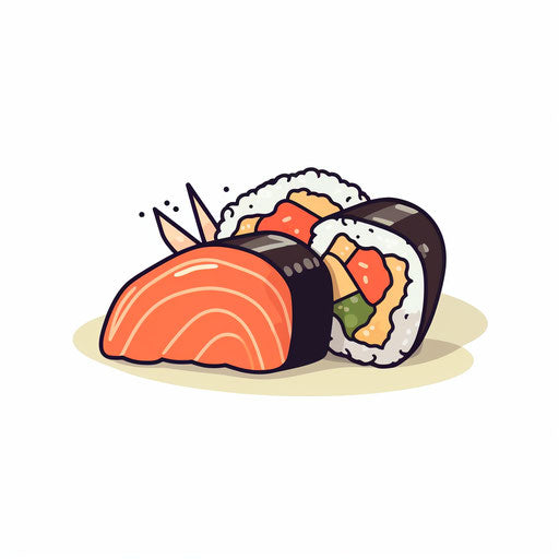 Minimalist style sushi clipart on white background