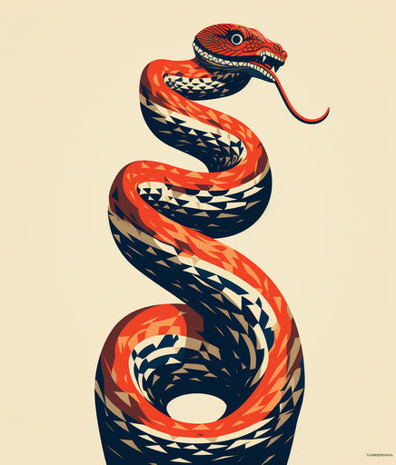 Snake with twisted and striped tail